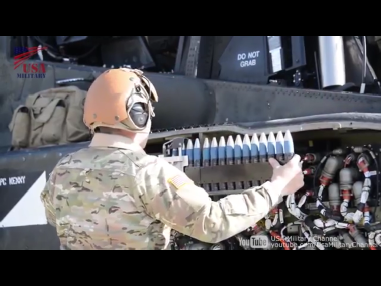 VIDEO AH64D APACHE LONGBOW HELICOPTERS WEAPONS LOAD & GUNNERY