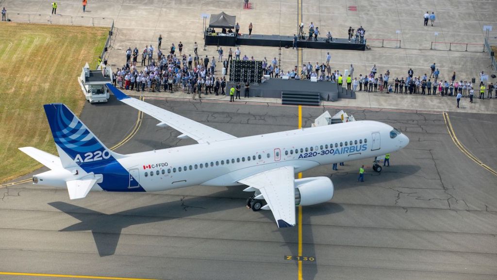 Delta Airlines; first Airbus A220-100 of the airline soars into the sky for first time