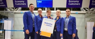Flydubai took its first flight from Helsinki Airport under foggy weather