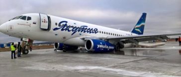 Yakutia Airlines; Sukhoi Superjet 100-95B main landing gear collapsed after landing at Yakutsk Airport
