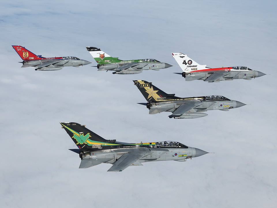Special video showing five RAF special painted Tornados flying together