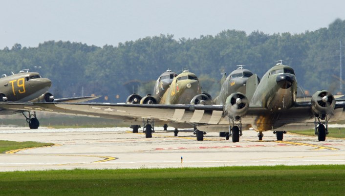 75th anniversary of D-Day on Jun. 5 2019; 20+ Douglas C-47 Skytrain and Dakota retrace flights from Britain to original D-Day Drop Zones in Normandy, France