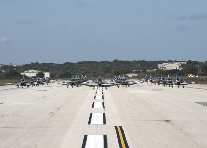 'Elephant Walk' at Joint Base San Antonio-Randolph, Texas; T-6 Texan IIs and the 39th FTS participated