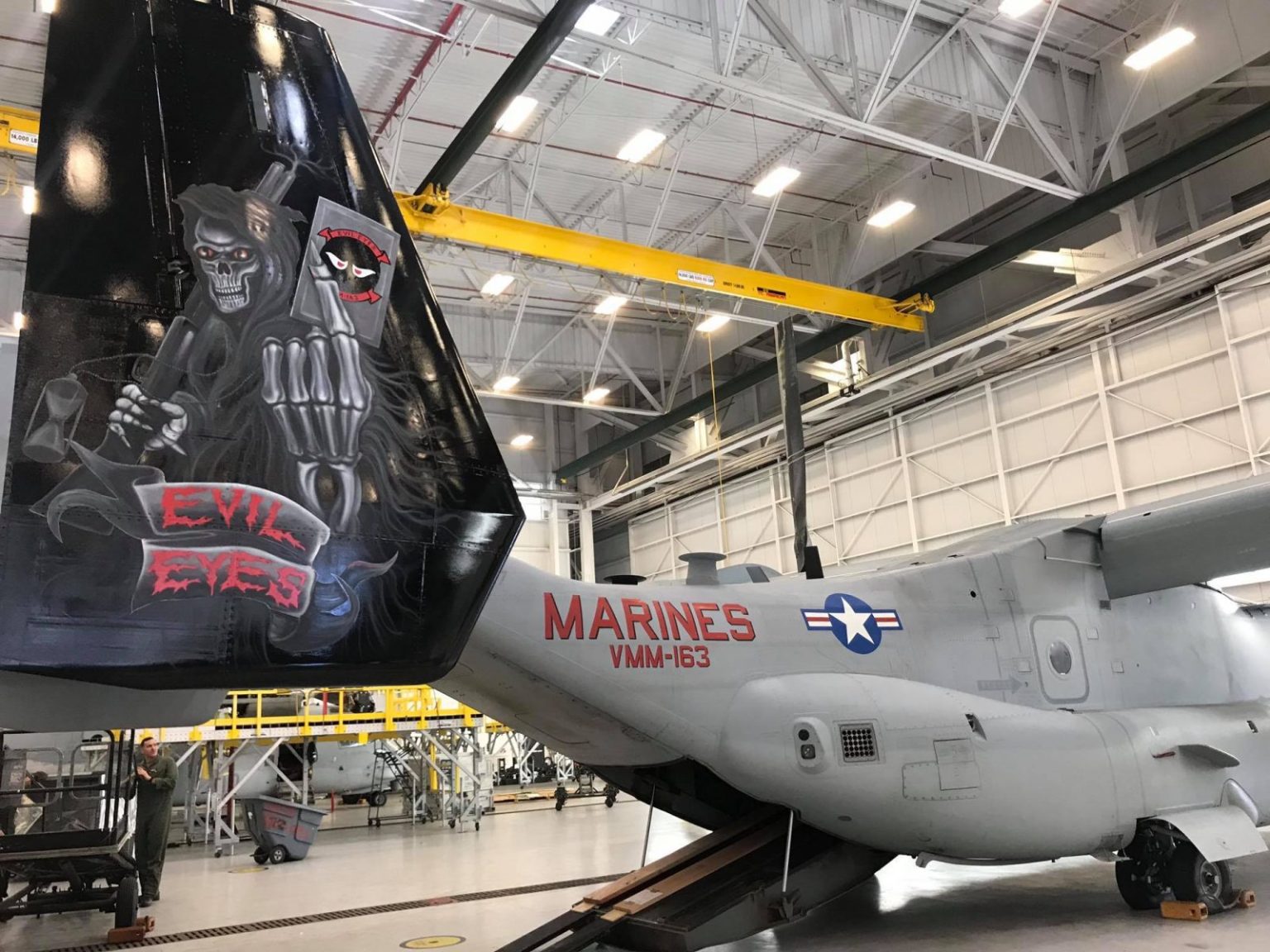 MV-22 Osprey painted in special color scheme at MCAS Miramar for Halloween MV 22 Osprey In Special Color Scheme | Crewdaily