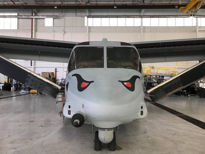 MV-22 Osprey painted in special color scheme at MCAS Miramar for Halloween