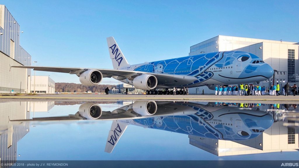 All Nippon Airways (ANA) unveils the first Airbus A380 in Japan