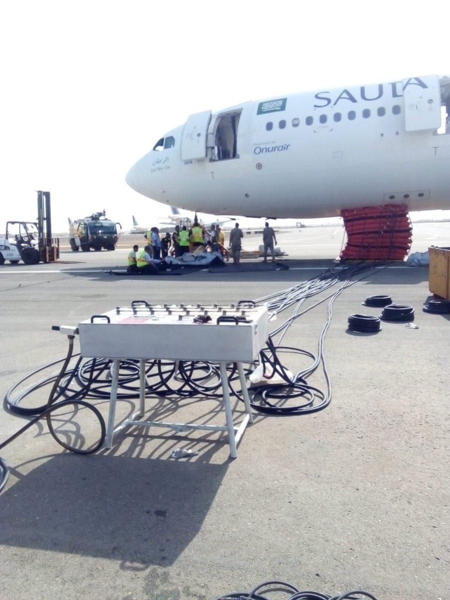Emergency nose gear up landing of Saudia Airlines flight SV3818 operated by an Onur Air Airbus A330-200