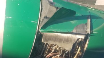 Frontier Airlines; Right hand engine cowl of an Airbus A320 broke loose after take-off from Las Vegas Airport