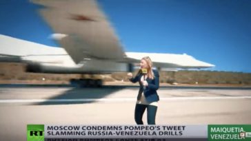 Russian Tu-160 Blackjack Bomber Landing in Venezuela; Reporter gets a little bit too close