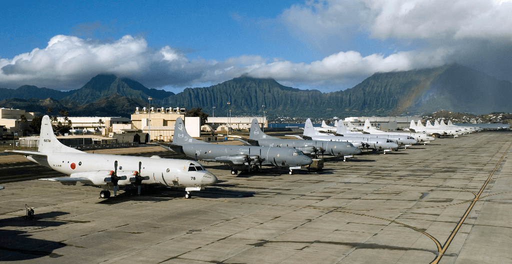 Variants of P-3 Orion Stands on Runway