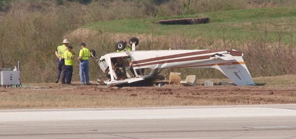 Small plane crashes upside down near Van Nuys Airport