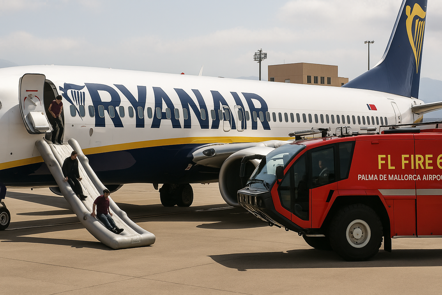 Ryanair Wing Evacuation at Palma Airport